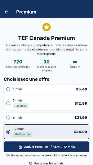 TEF Canada 2026 Mock Exam Screenshot 1