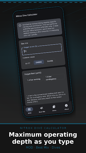 Nitrox Dive Calculator Screenshot 0