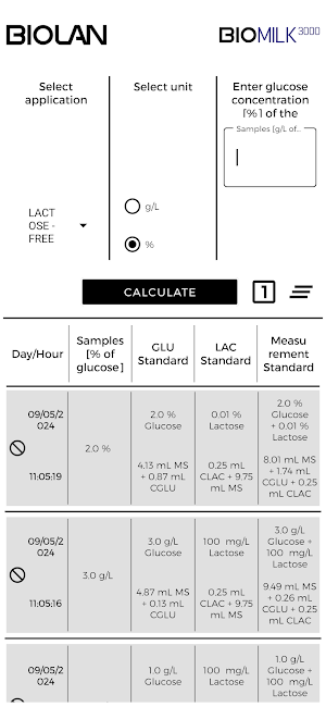 BIOMILK CALCULATOR Screenshot 1